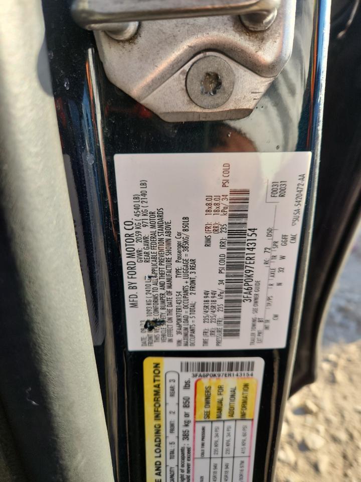 2014 Ford Fusion Titanium VIN: 3FA6P0K97ER143154 Lot: 85849705