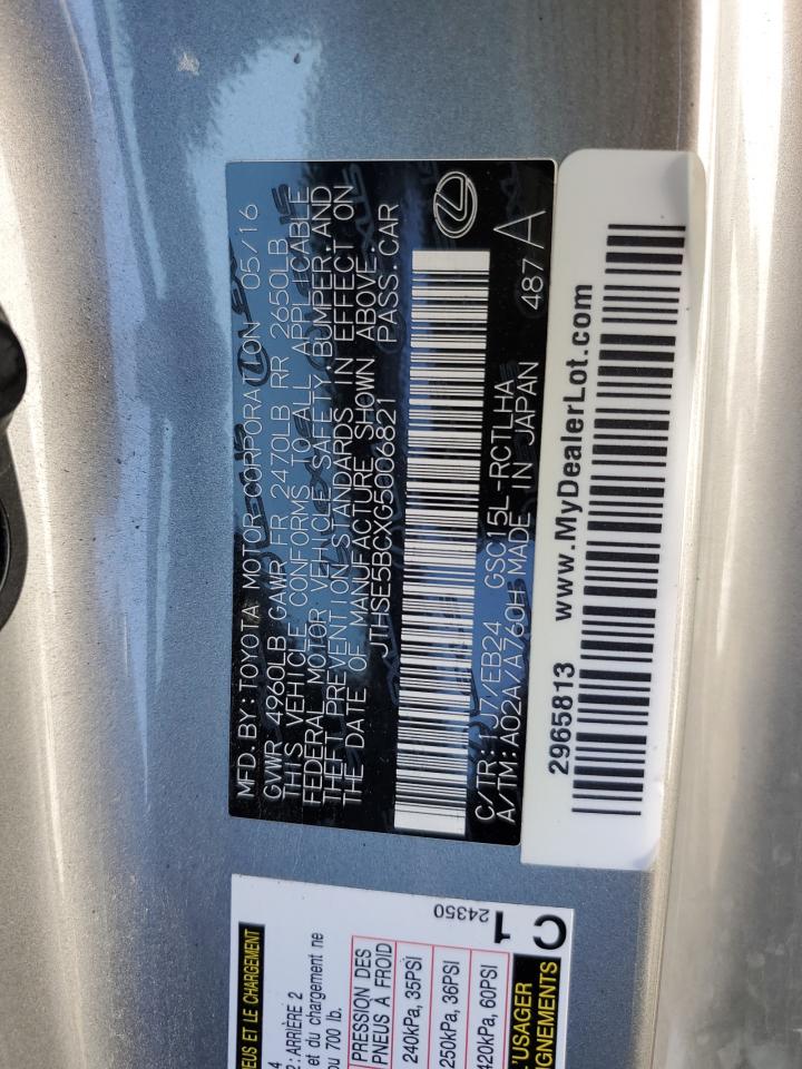 2016 Lexus Rc 350 VIN: JTHSE5BCXG5006821 Lot: 86875595