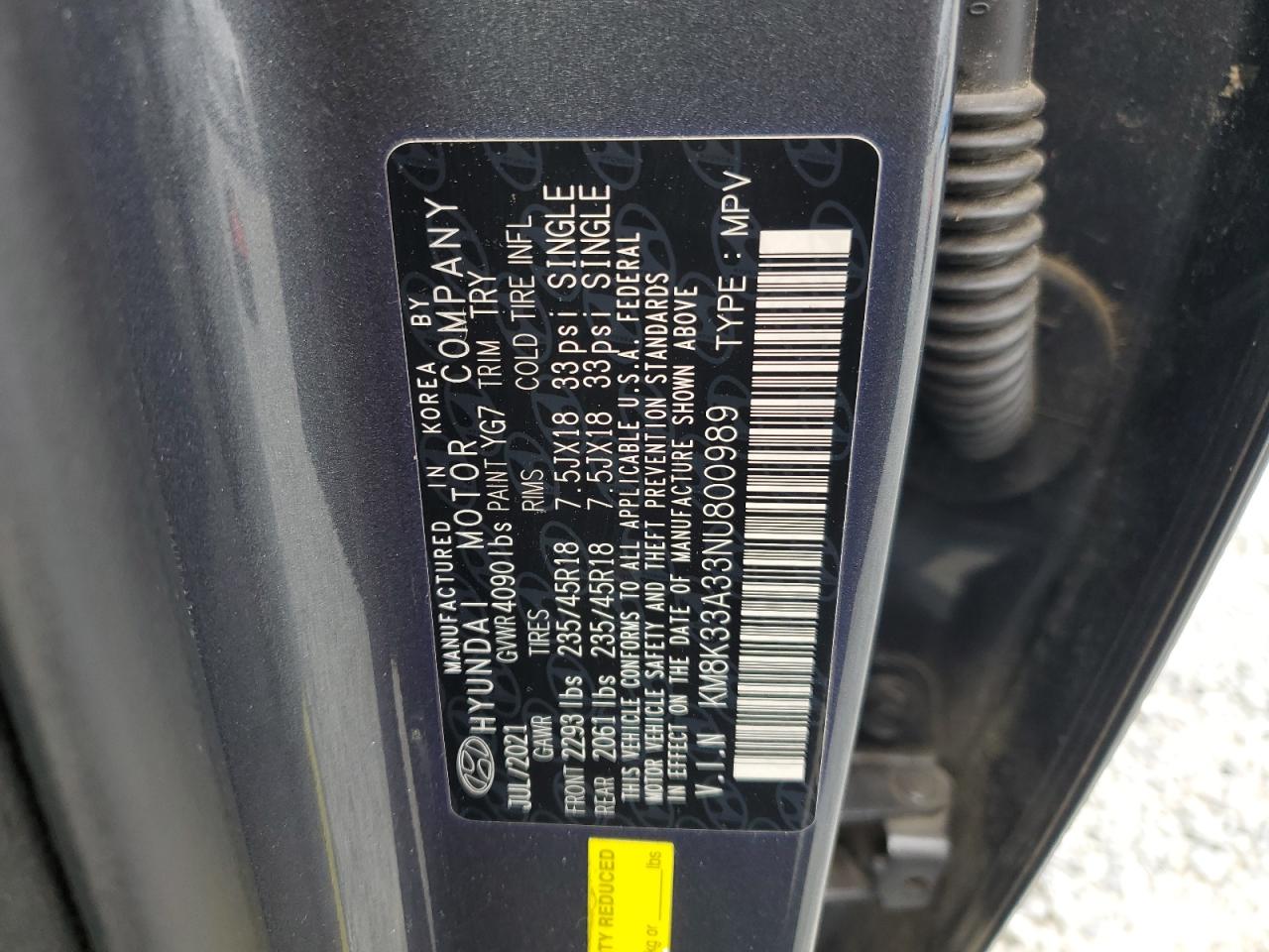 2022 Hyundai Kona N Line VIN: KM8K33A33NU800989 Lot: 86215335