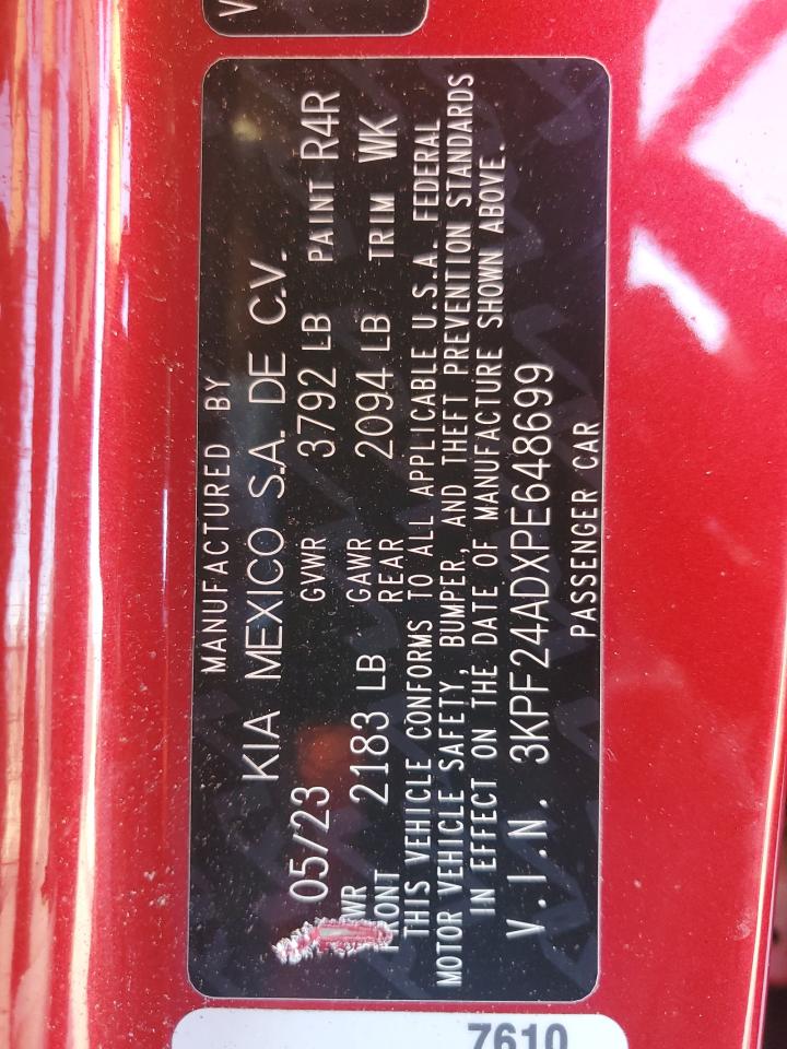 2023 Kia Forte Lx VIN: 3KPF24ADXPE648699 Lot: 85283165