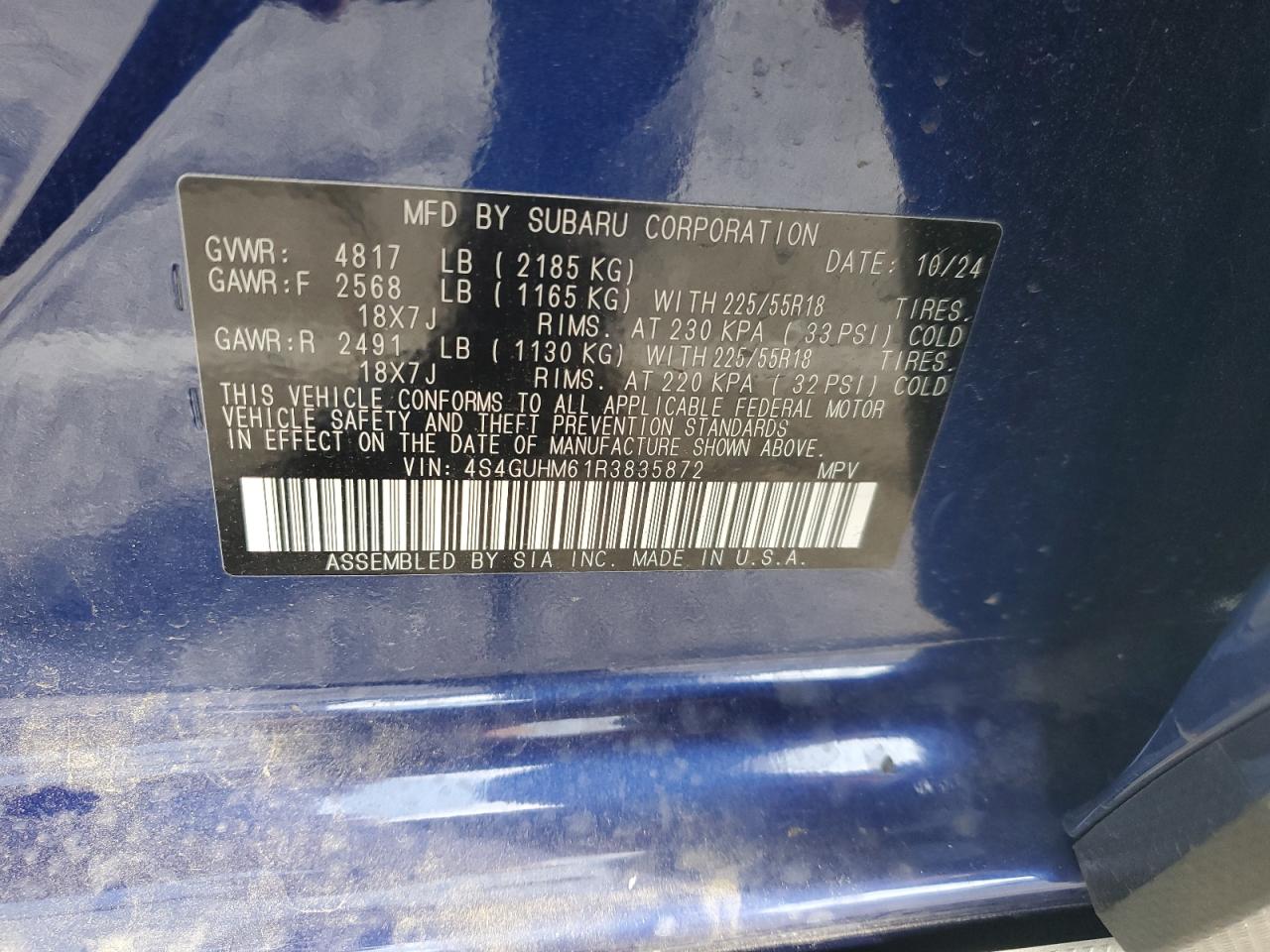 2024 Subaru Crosstrek Limited VIN: 4S4GUHM61R3835872 Lot: 84073935