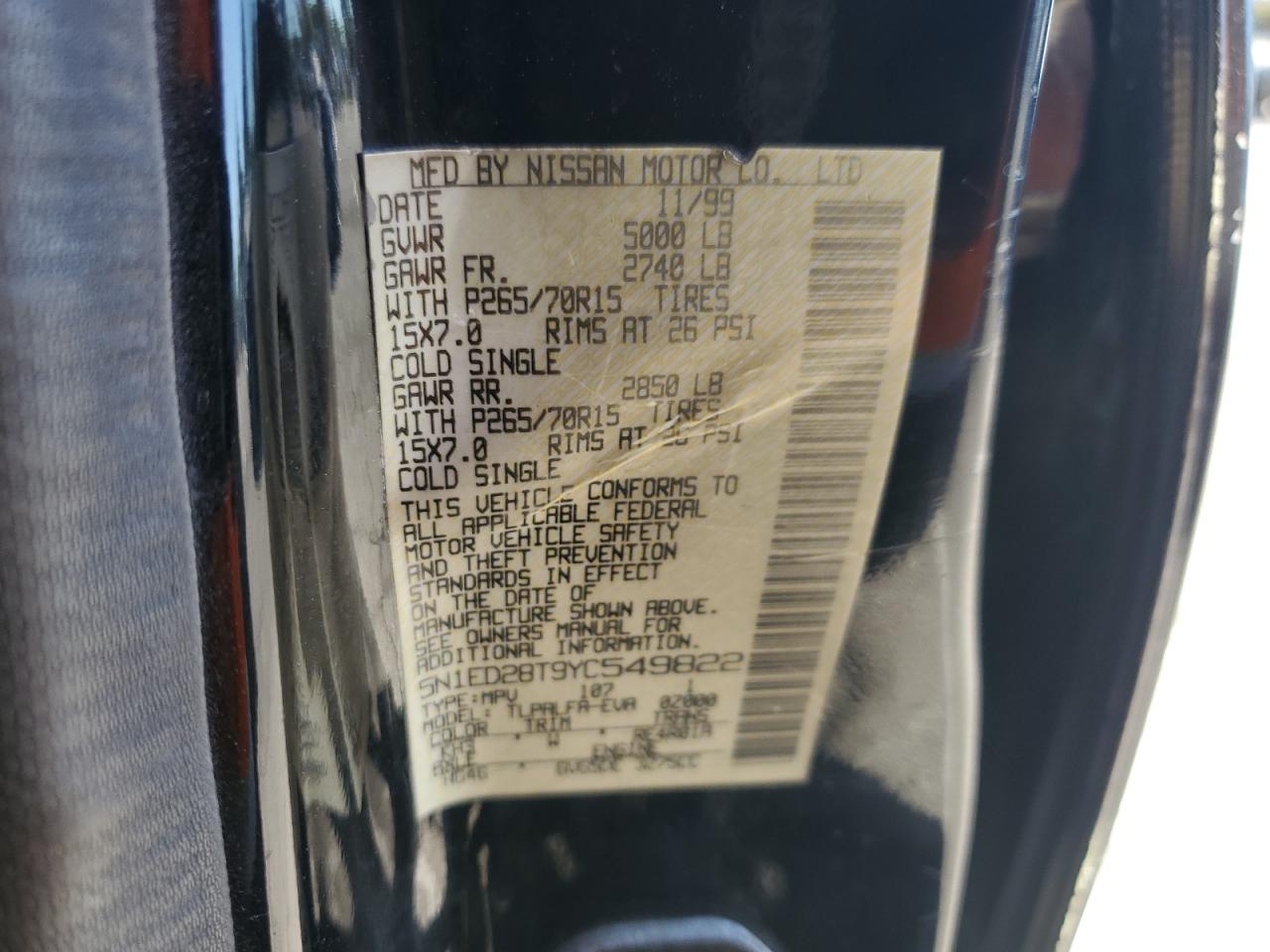 2000 Nissan Xterra Xe VIN: 5N1ED28T9YC549822 Lot: 90643245