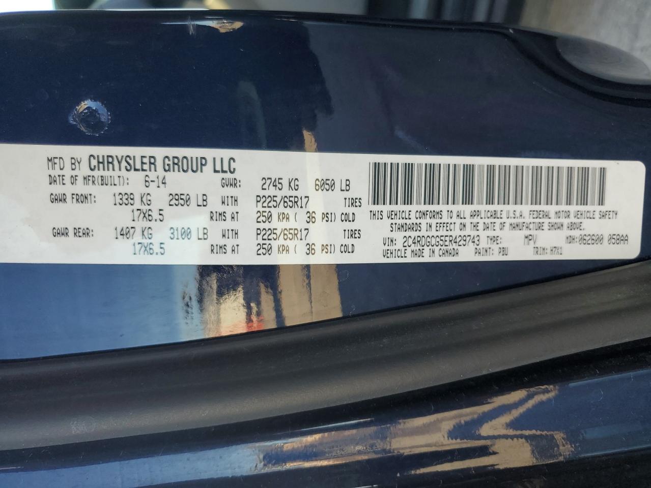 2014 Dodge Grand Caravan Sxt VIN: 2C4RDGCG5ER429743 Lot: 90085015