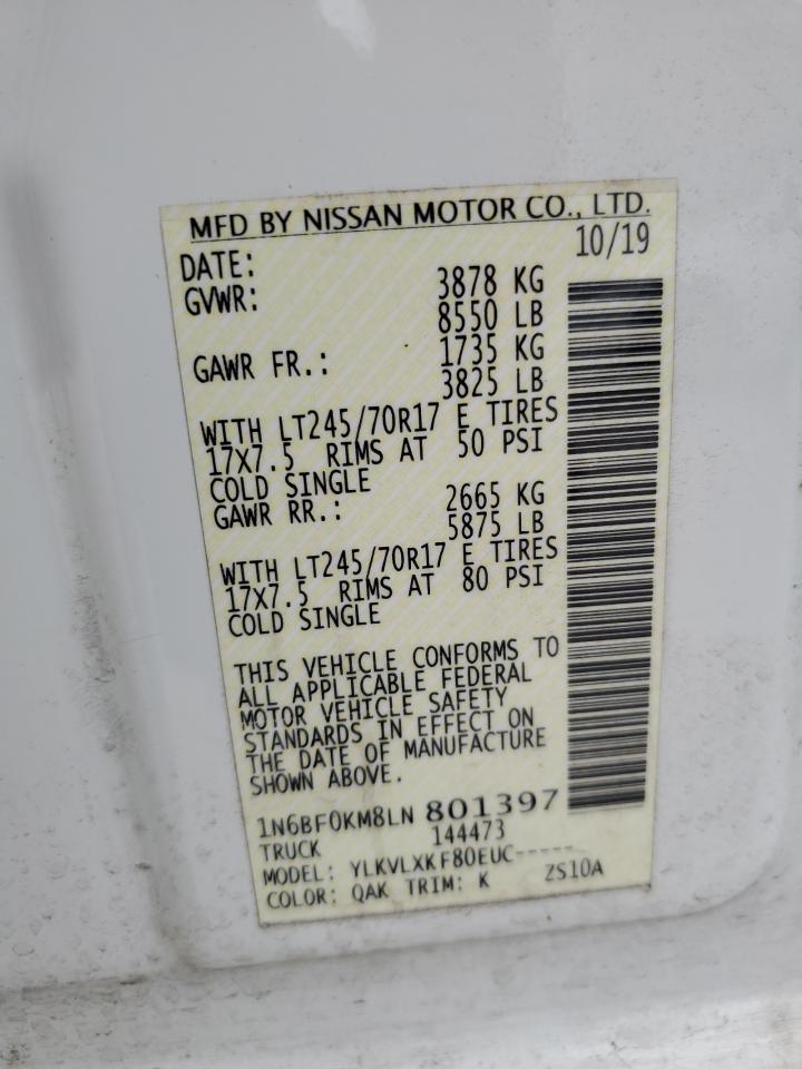 2020 Nissan Nv 1500 S VIN: 1N6BF0KM8LN801397 Lot: 90578595