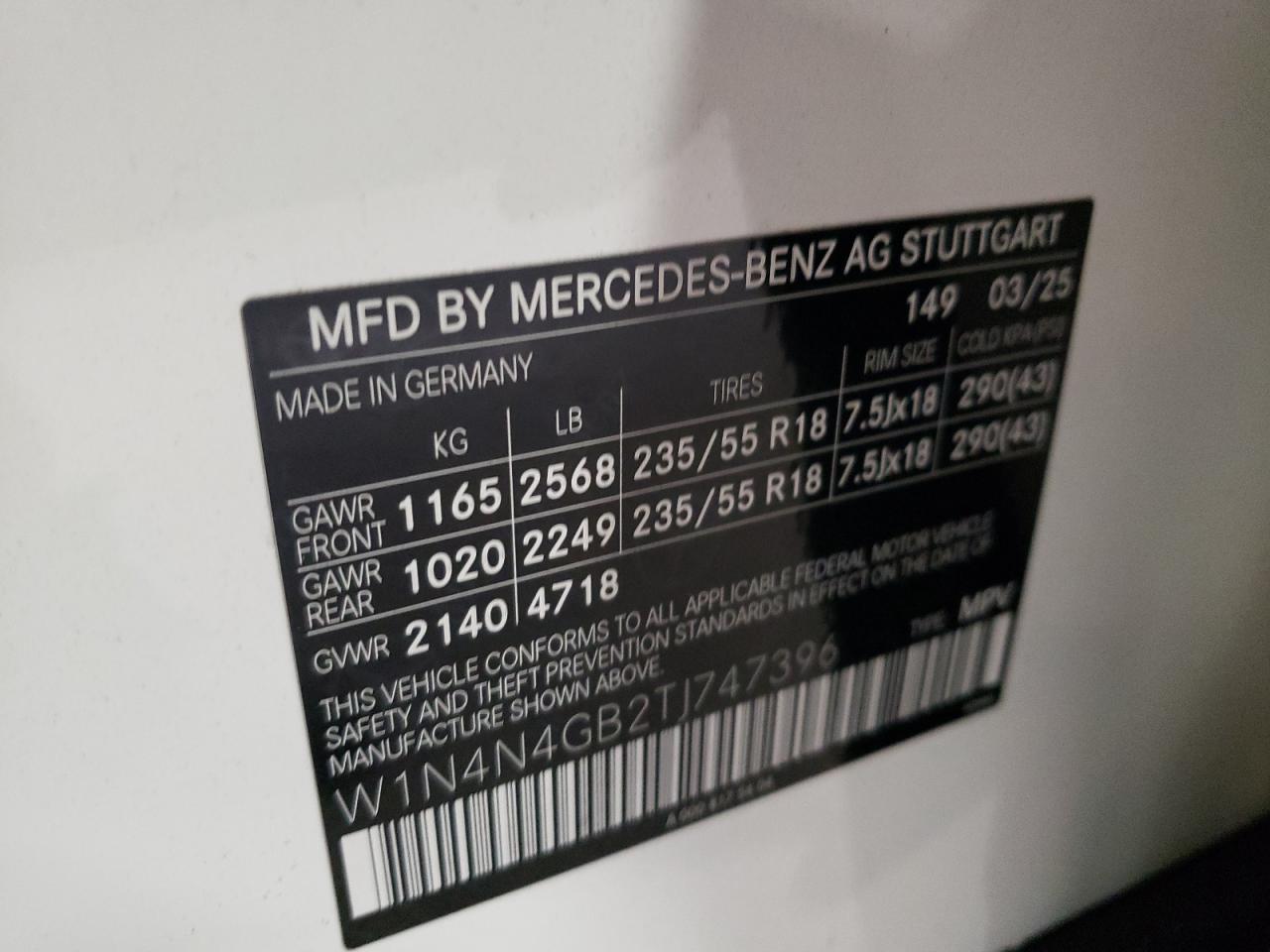 2026 Mercedes-Benz Gla 250 VIN: W1N4N4GB2TJ747396 Lot: 83834965