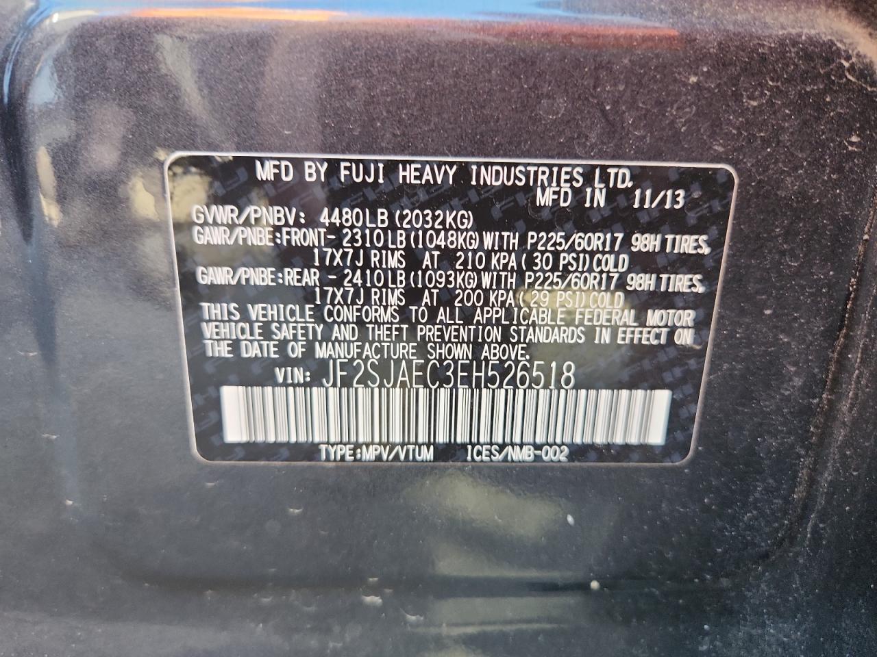 2014 Subaru Forester 2.5I Premium VIN: JF2SJAEC3EH526518 Lot: 81709865