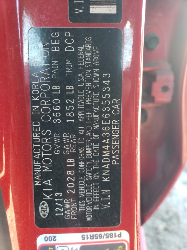 2014 Kia Rio Lx VIN: KNADM4A36E6355343 Lot: 89839535