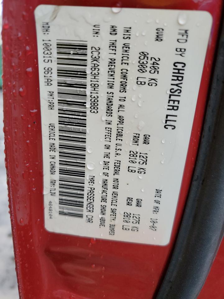 2008 Chrysler 300C VIN: 2C3KA63H18H139883 Lot: 85719065