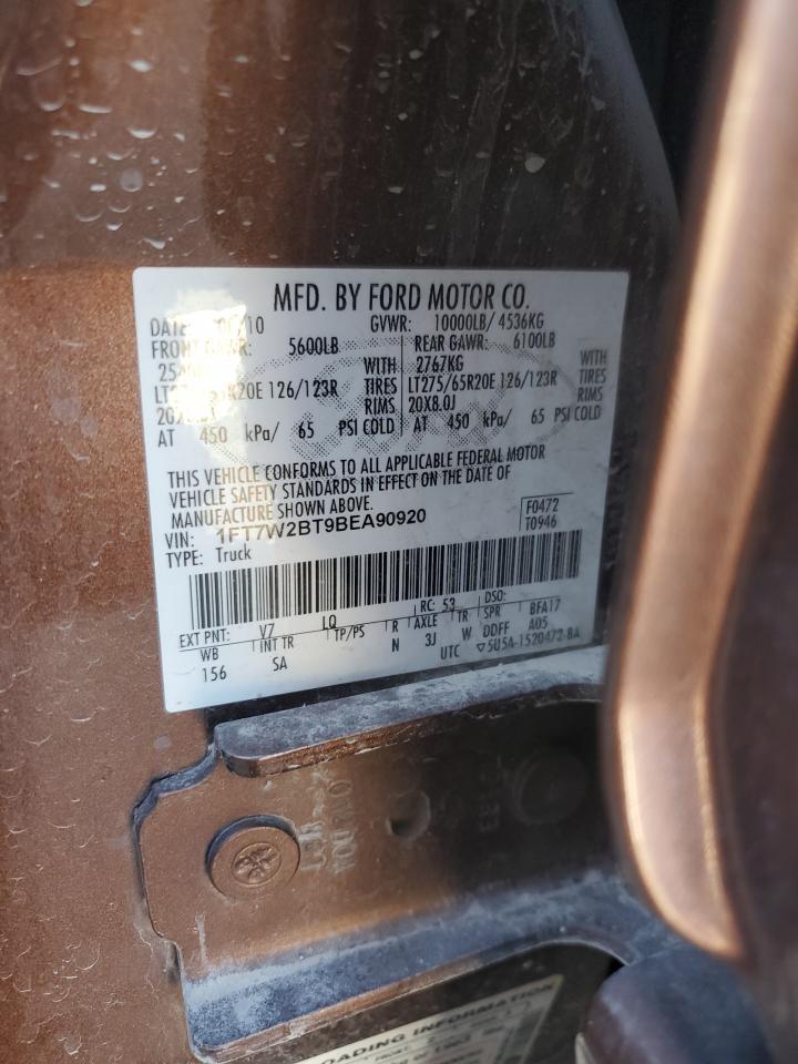 2011 Ford F250 Super Duty VIN: 1FT7W2BT9BEA90920 Lot: 82732285