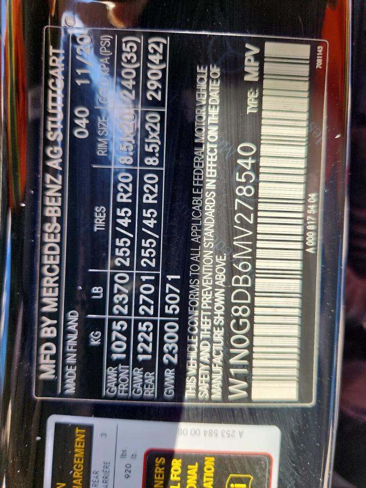 2021 Mercedes-Benz Glc 300 VIN: W1N0G8DB6MV278540 Lot: 85115755