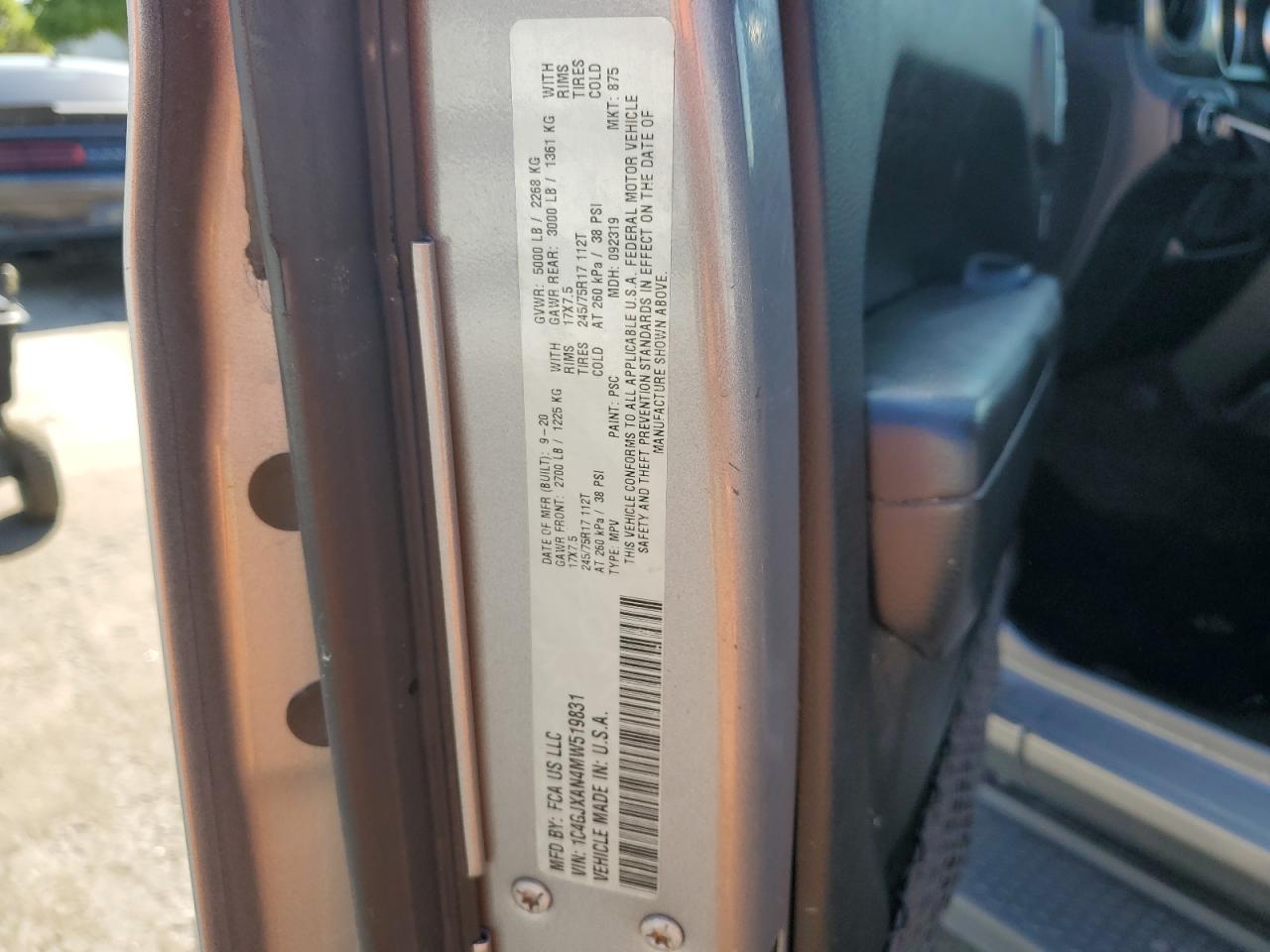 2021 Jeep Wrangler Sport VIN: 1C4GJXAN4MW519831 Lot: 84956345