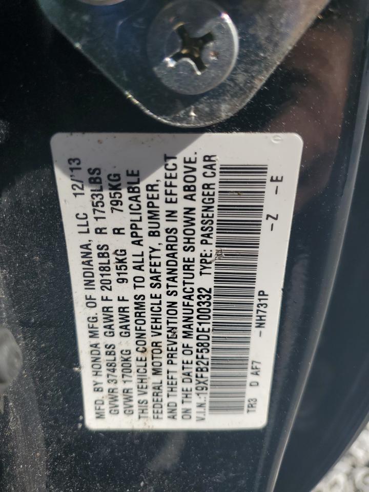 2013 Honda Civic Lx VIN: 19XFB2F58DE100332 Lot: 87190585