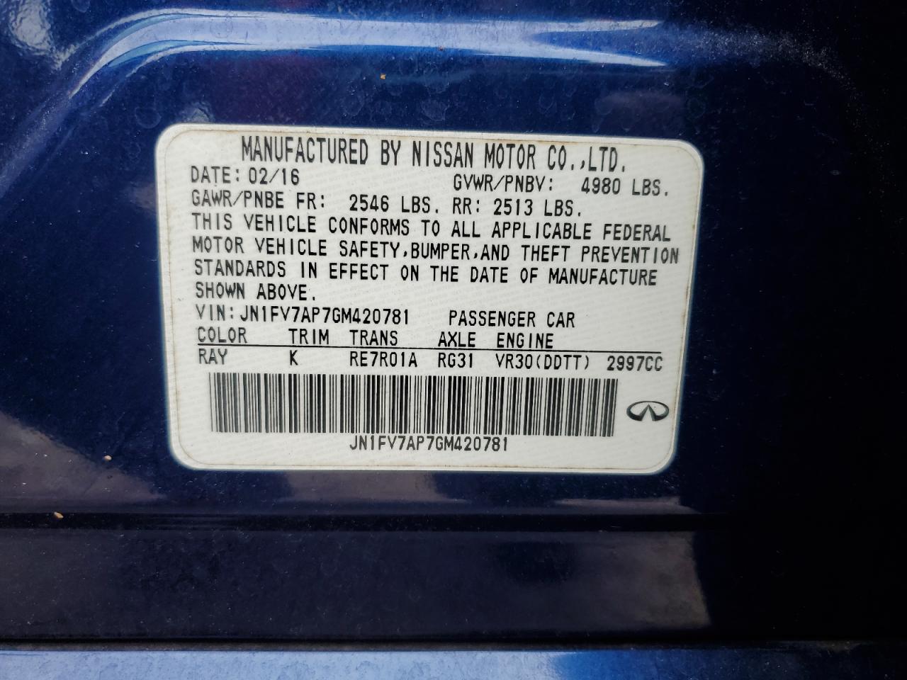 2016 Infiniti Q50 Red Sport 400 VIN: JN1FV7AP7GM420781 Lot: 82243935