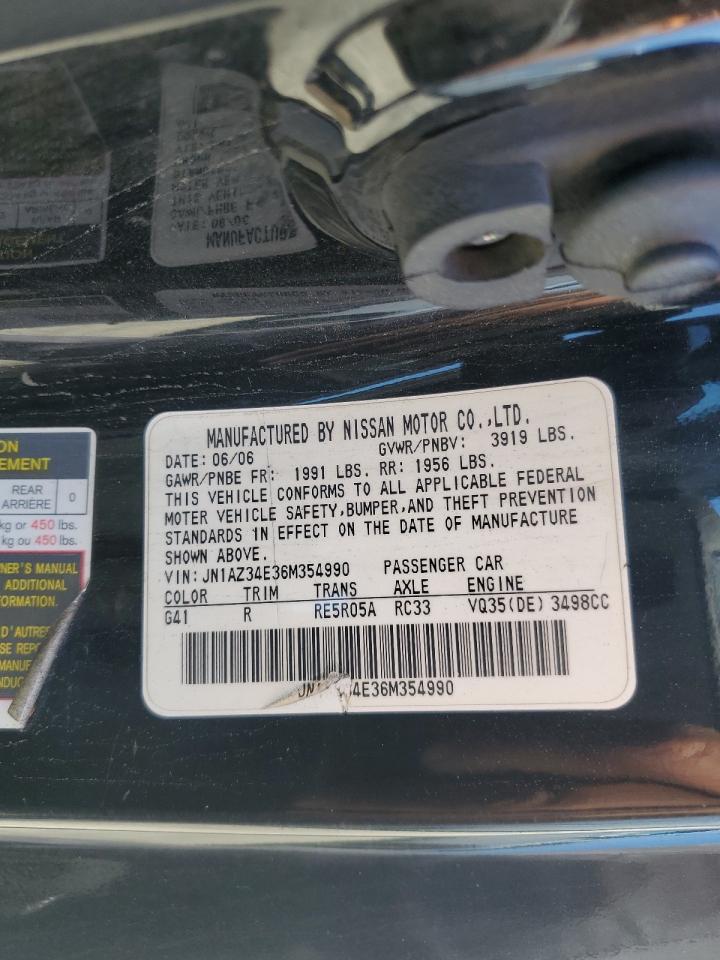 2006 Nissan 350Z Coupe VIN: JN1AZ34E36M354990 Lot: 86874995