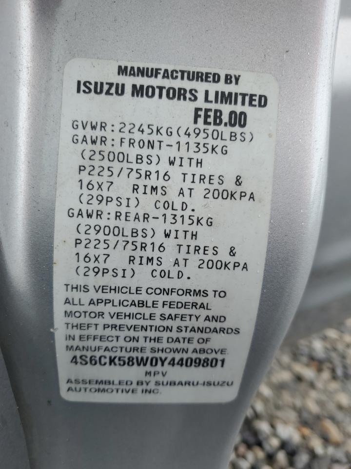 2000 Honda Passport Ex VIN: 4S6CK58W0Y4409801 Lot: 85376445