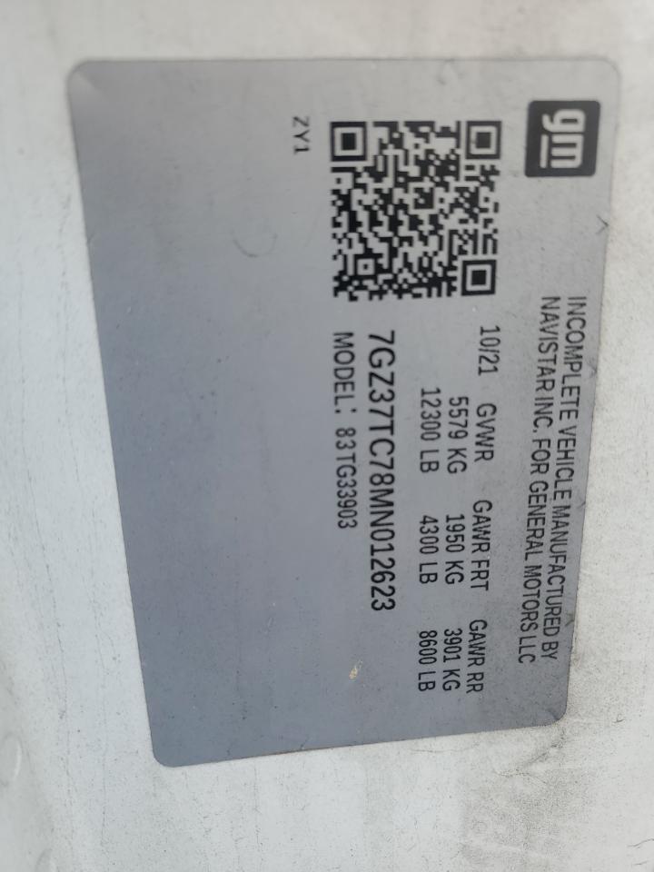 2021 GMC Savana Cut - Box Truck VIN: 7GZ37TC78MN012623 Lot: 90493395