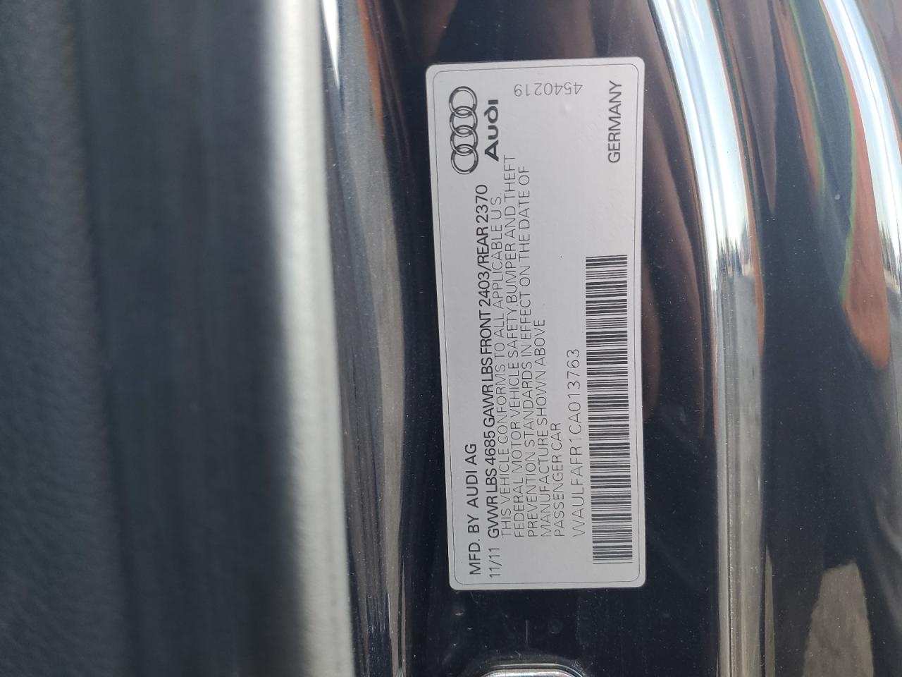 2012 Audi A5 Premium Plus VIN: WAULFAFR1CA013763 Lot: 86860825