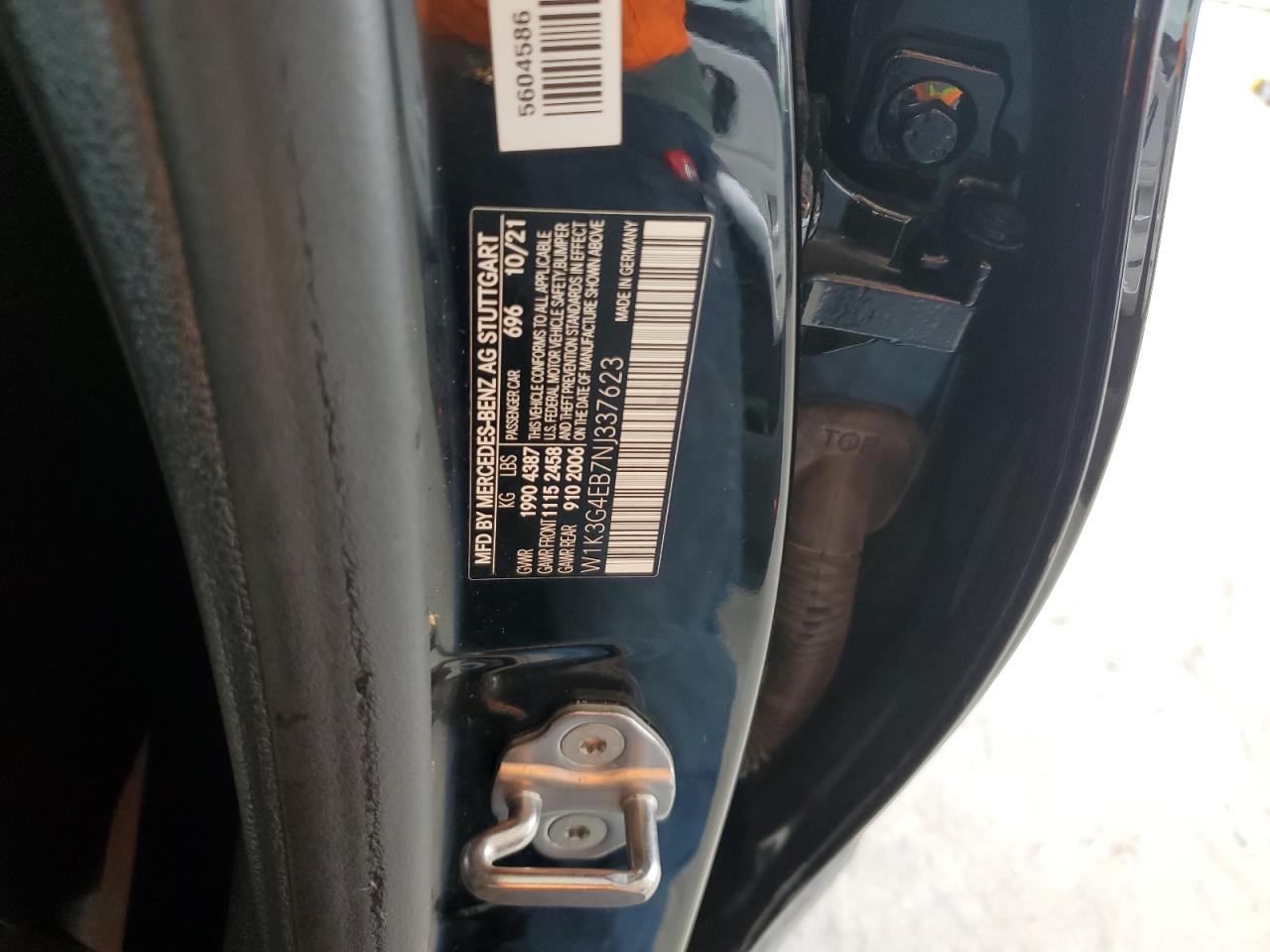 2022 Mercedes-Benz A 220 VIN: W1K3G4EB7NJ337623 Lot: 85737135