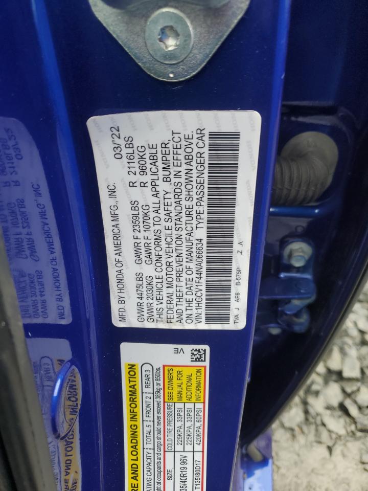 2021 Honda Accord Sport Se VIN: 1HGCV1F40MA015632 Lot: 64488505