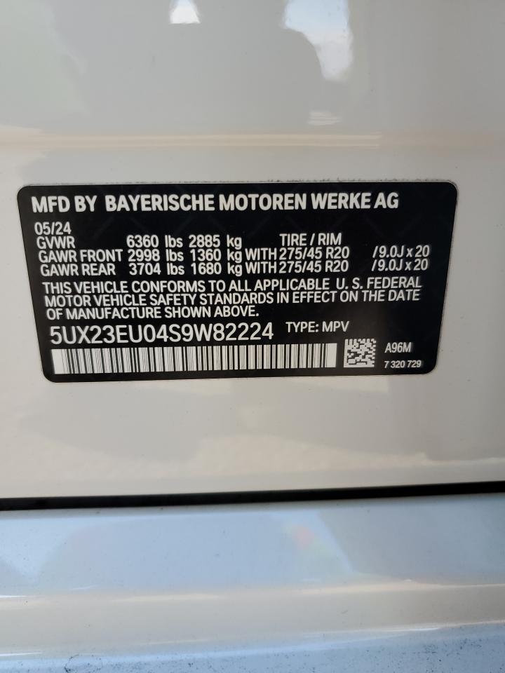 2025 BMW X5 xDrive40I VIN: 5UX23EU04S9W82224 Lot: 82281325