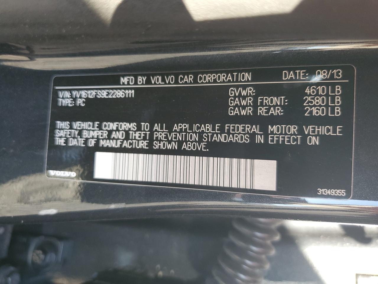 2014 Volvo S60 T5 VIN: YV1612FS9E2286111 Lot: 87399025