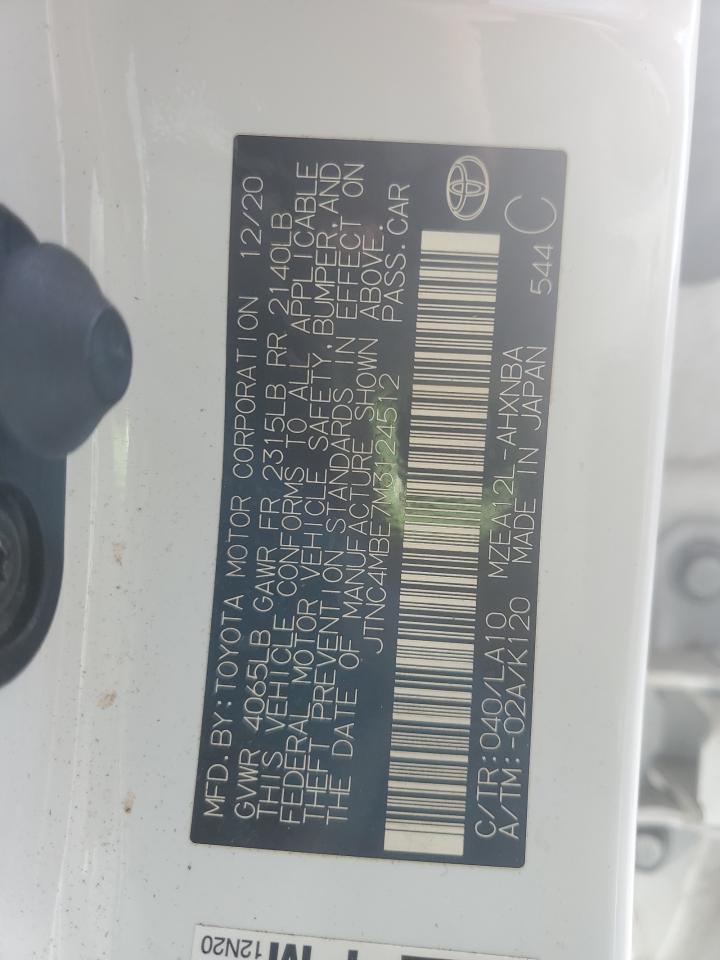 2021 Toyota Corolla Xse VIN: JTNC4MBE7M3124512 Lot: 84477765