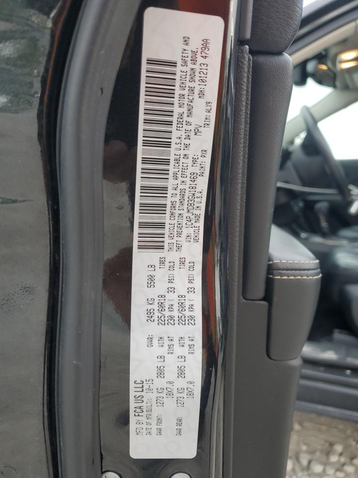 2016 Jeep Cherokee Limited VIN: 1C4PJMDB3GW181469 Lot: 82384885