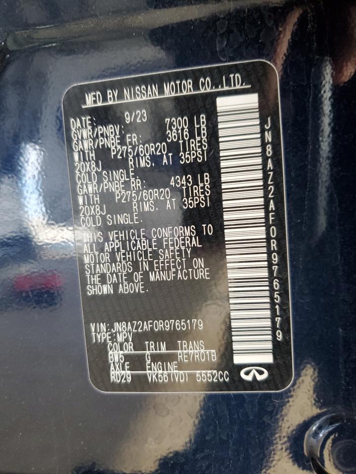 2024 Infiniti Qx80 Luxe VIN: JN8AZ2AF0R9765179 Lot: 85326245