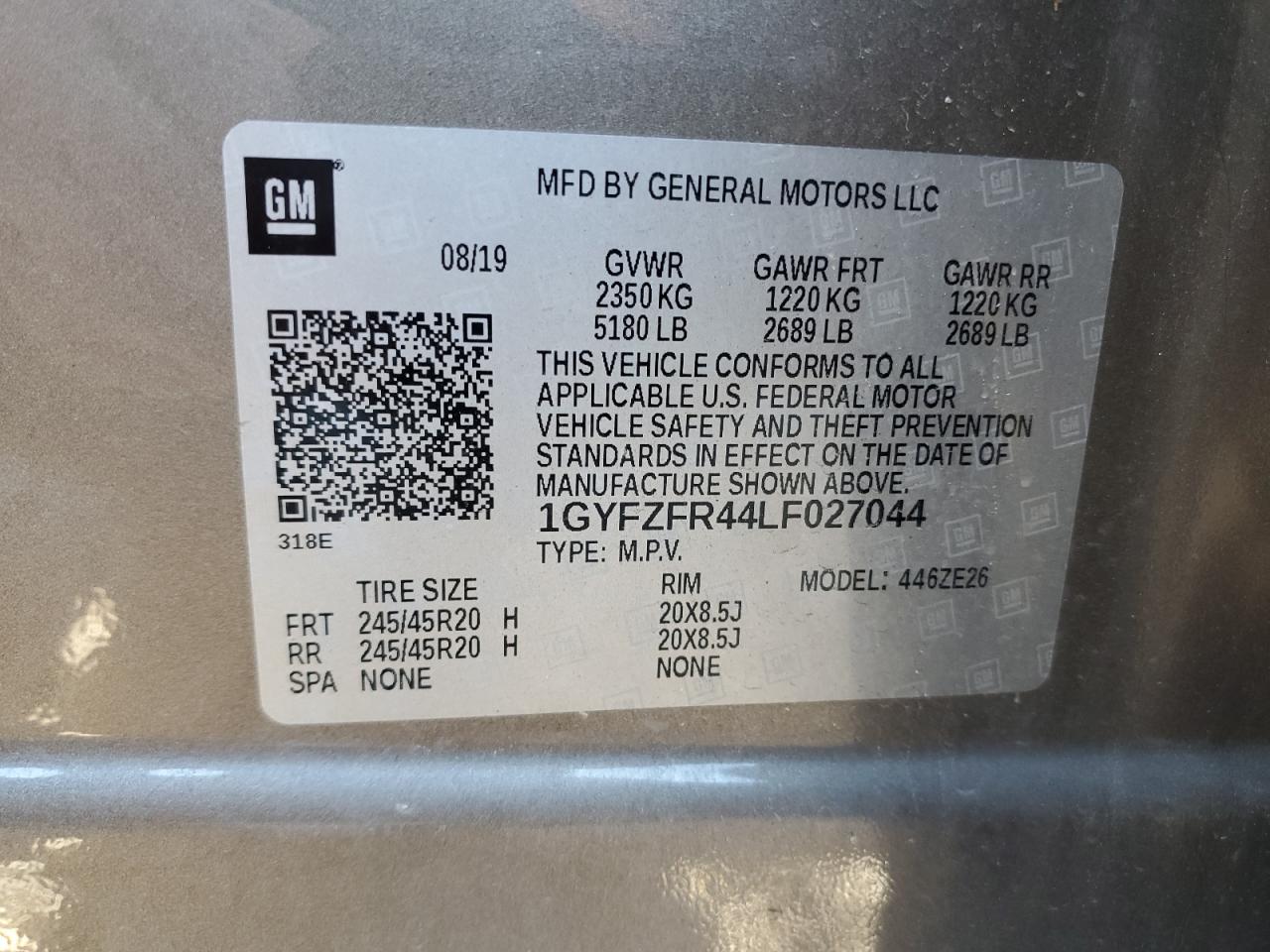 2020 Cadillac Xt4 Sport VIN: 1GYFZFR44LF027044 Lot: 89928755