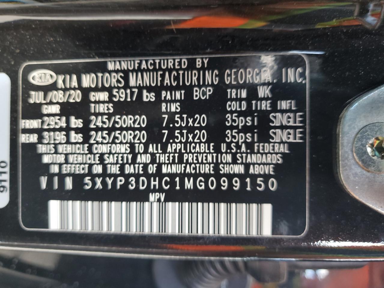 2021 Kia Telluride Ex VIN: 5XYP3DHC1MG099150 Lot: 84255835