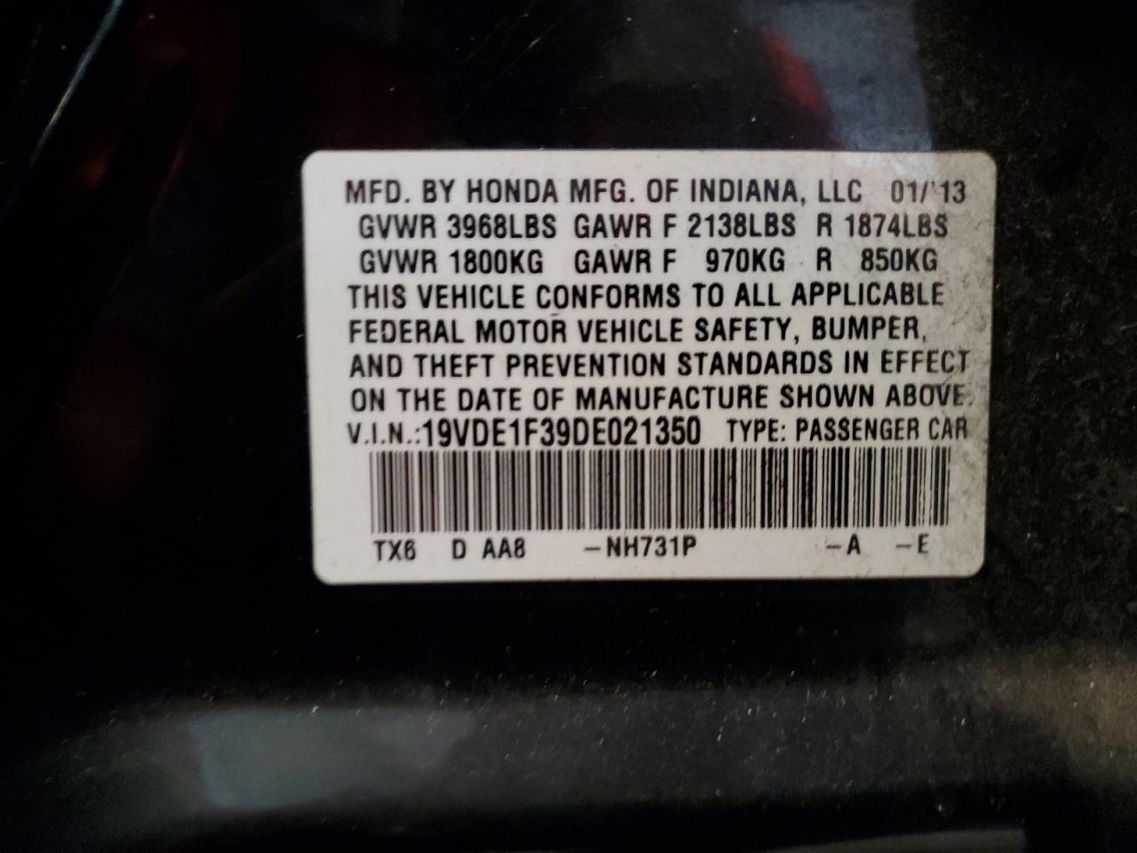 2013 Acura Ilx 20 VIN: 19VDE1F39DE021350 Lot: 84977065