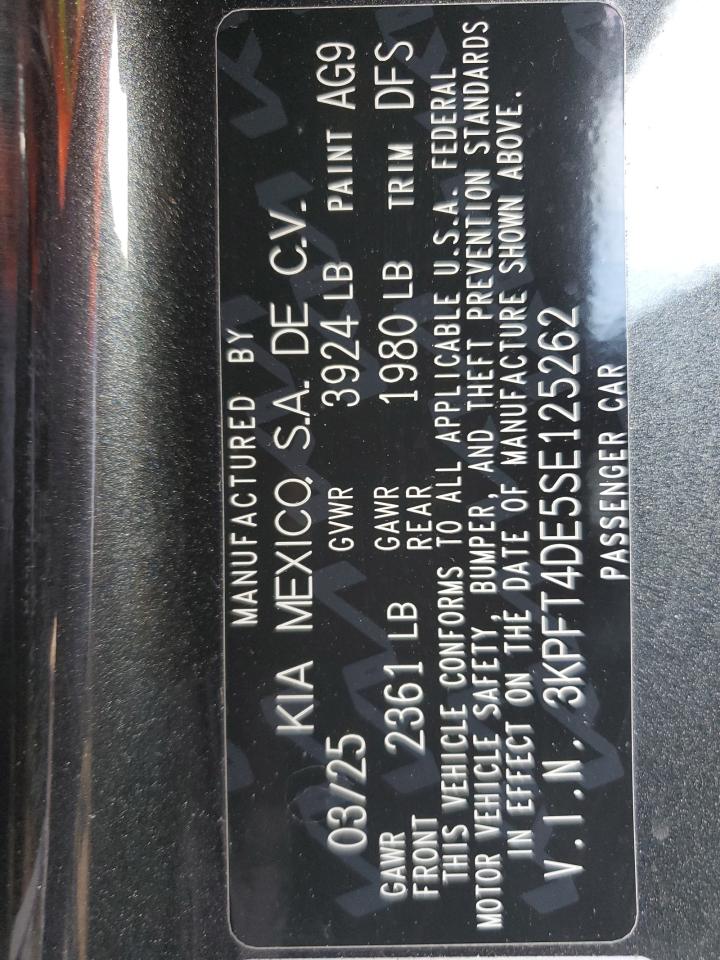 2025 Kia K4 Lx VIN: 3KPFT4DE5SE125262 Lot: 84629595