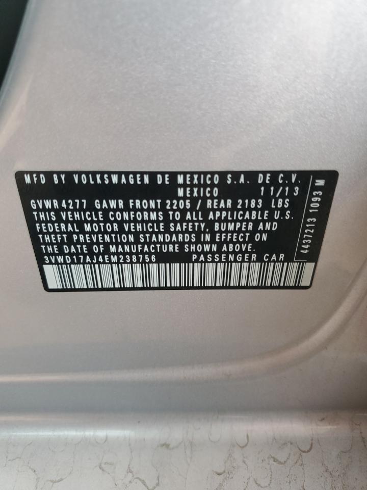 2014 Volkswagen Jetta Se VIN: 3VWD17AJ4EM238756 Lot: 85858125