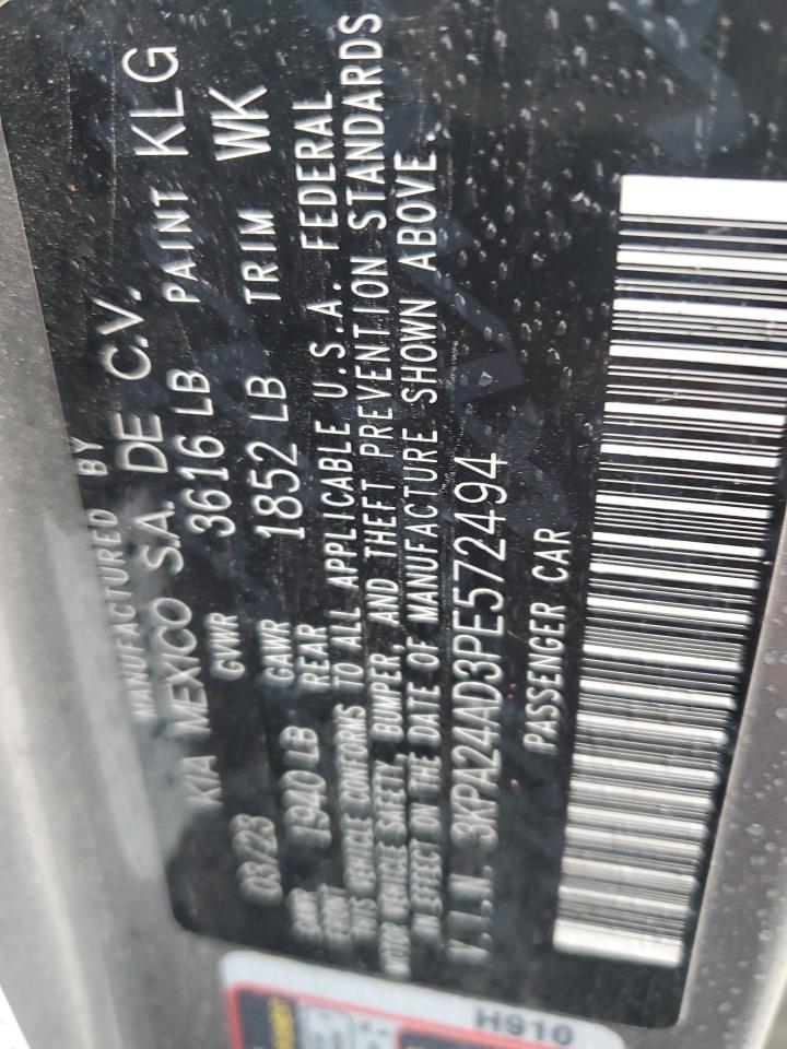 2023 Kia Rio Lx VIN: 3KPA24AD3PE572494 Lot: 89559755