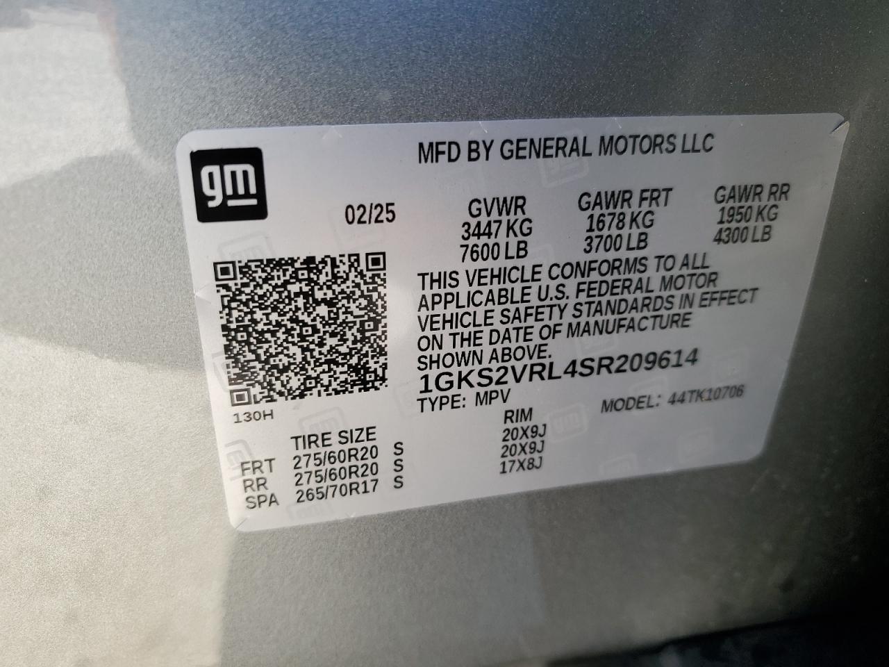 2025 GMC Yukon At4 Ultimate VIN: 1GKS2VRL4SR209614 Lot: 87385865