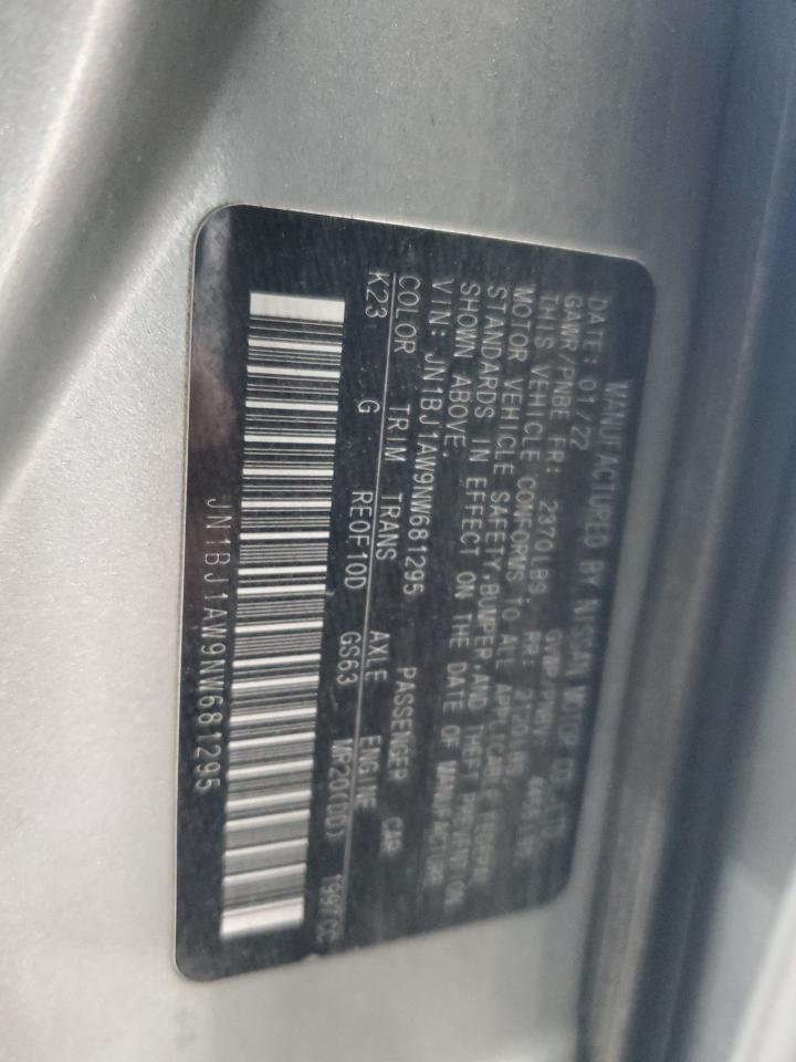 2022 Nissan Rogue Sport S VIN: JN1BJ1AW9NW681295 Lot: 62808405