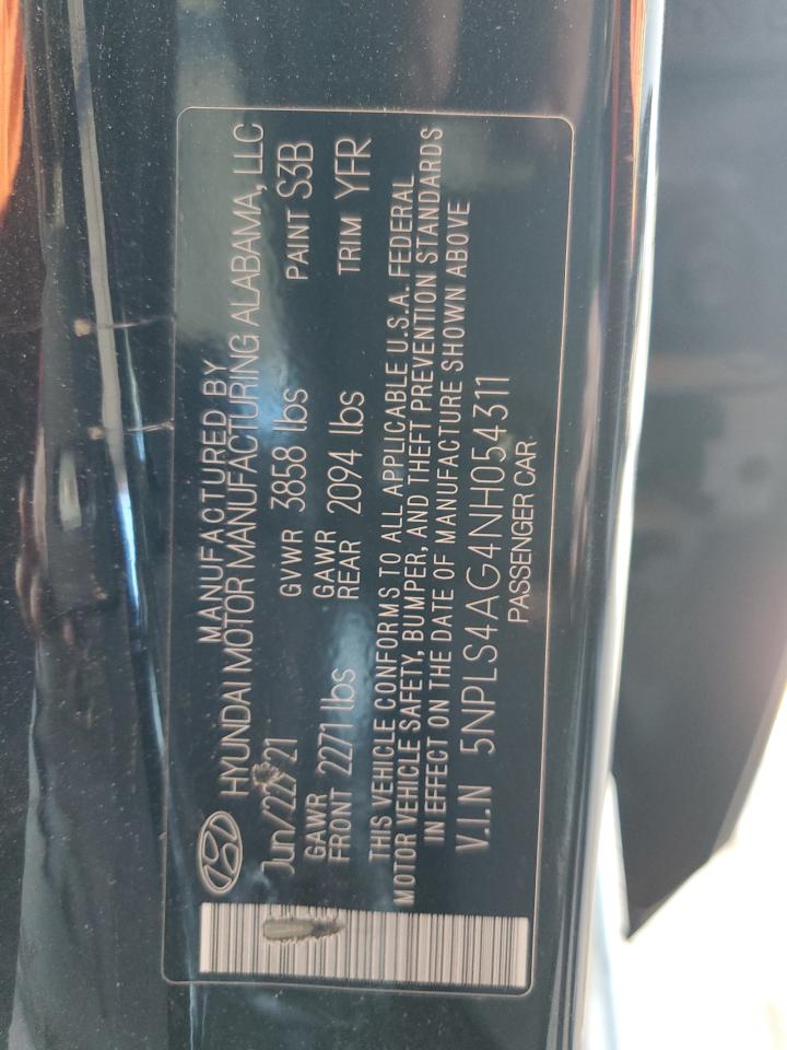 2022 Hyundai Elantra Sel VIN: 5NPLS4AG4NH054311 Lot: 85406105