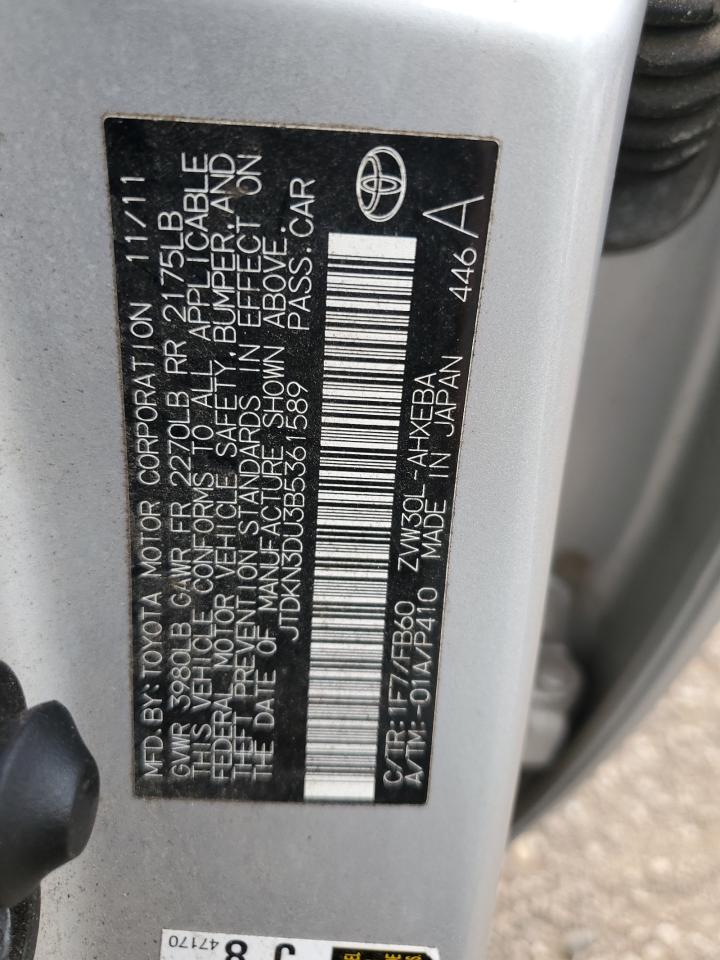 2011 Toyota Prius VIN: JTDKN3DU3B5361589 Lot: 86186515