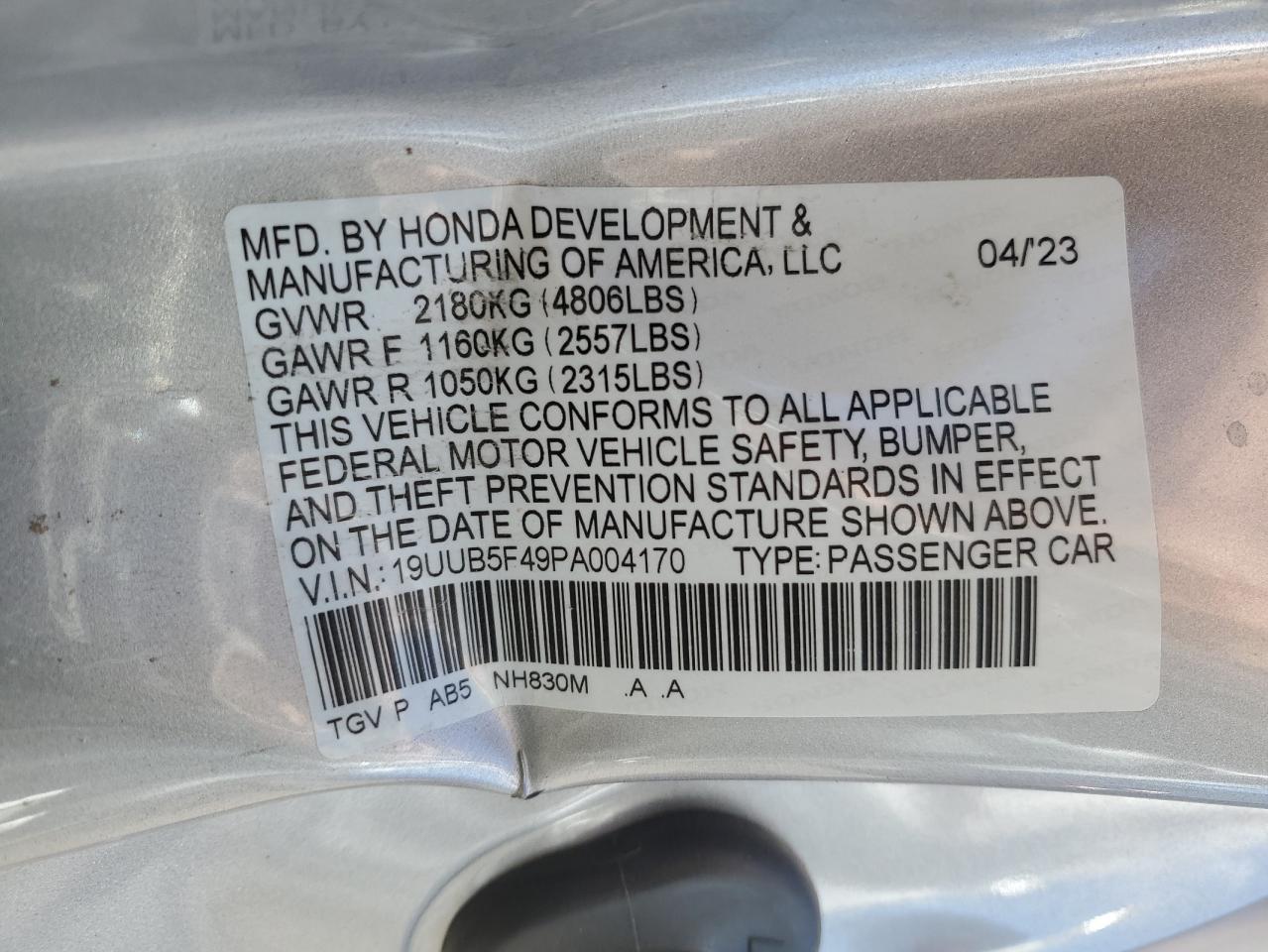 2023 Acura Tlx Technology VIN: 19UUB5F49PA004170 Lot: 86553145