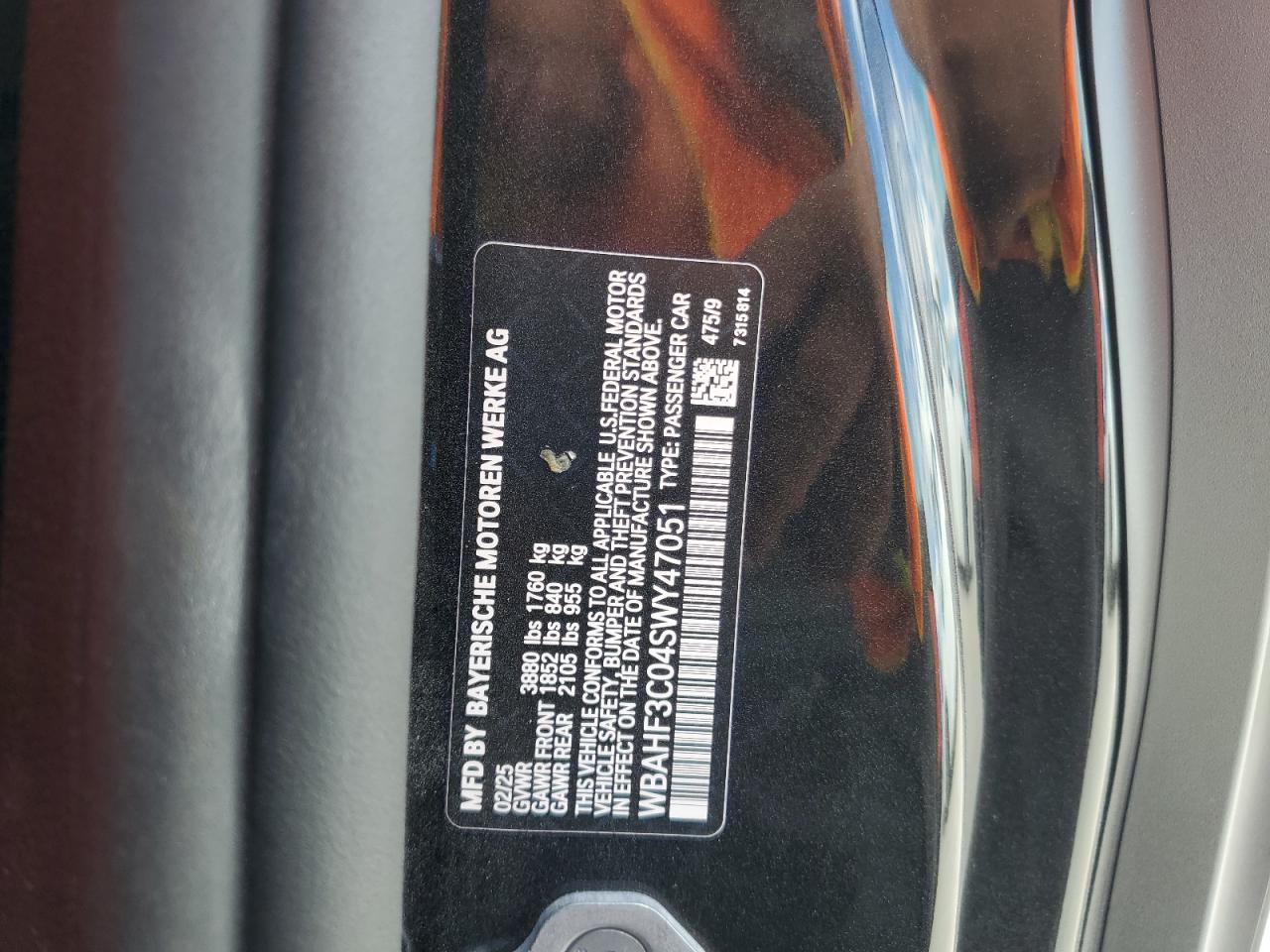 2025 BMW Z4 Sdrive30I VIN: WBAHF3C04SWY47051 Lot: 85886455