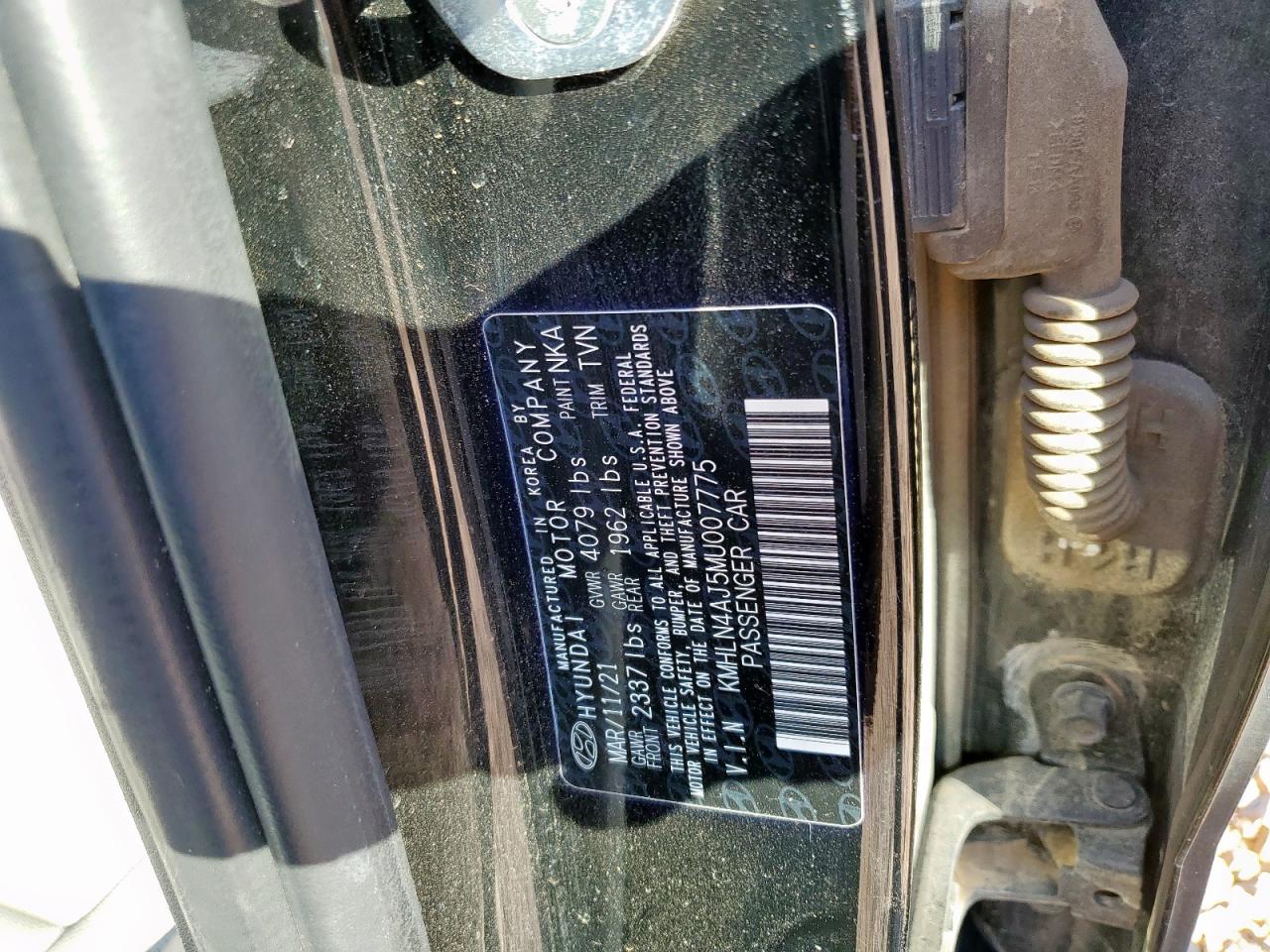 2021 Hyundai Elantra Limited VIN: KMHLN4AJ5MU007775 Lot: 86152615