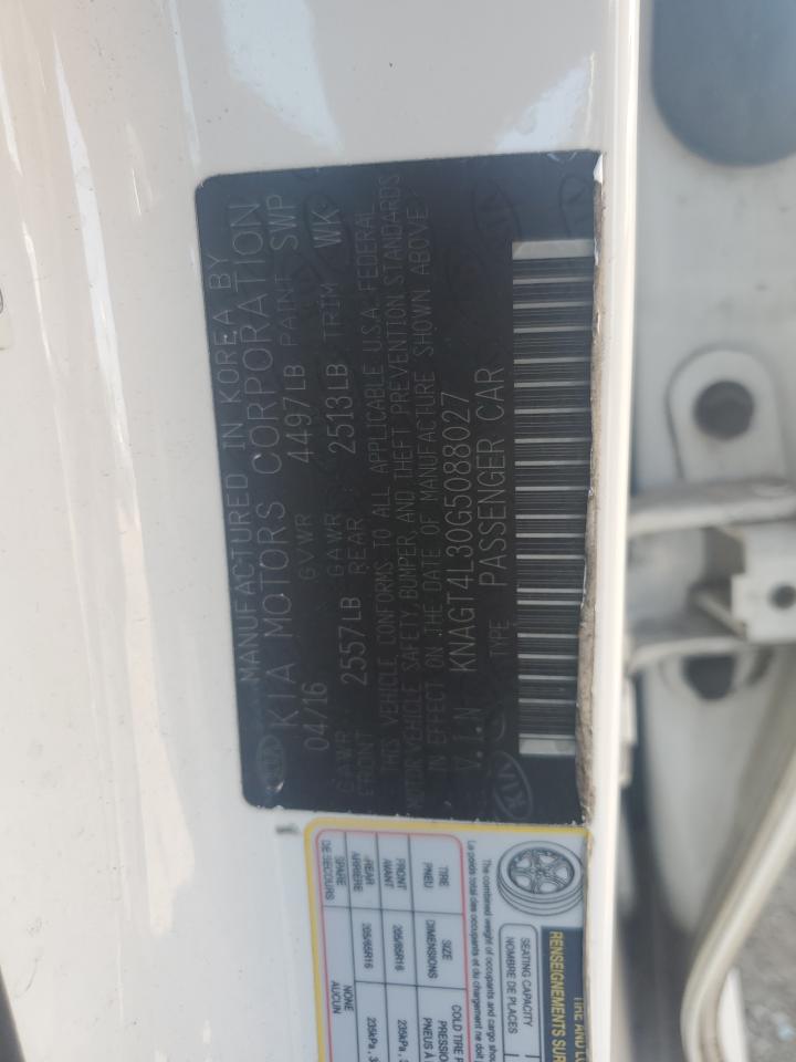 2016 Kia Optima Lx VIN: KNAGT4L30G5088027 Lot: 85298115