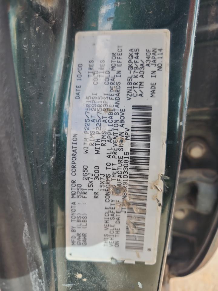 2001 Toyota 4Runner Sr5 VIN: JT3HN86R910330816 Lot: 90016285