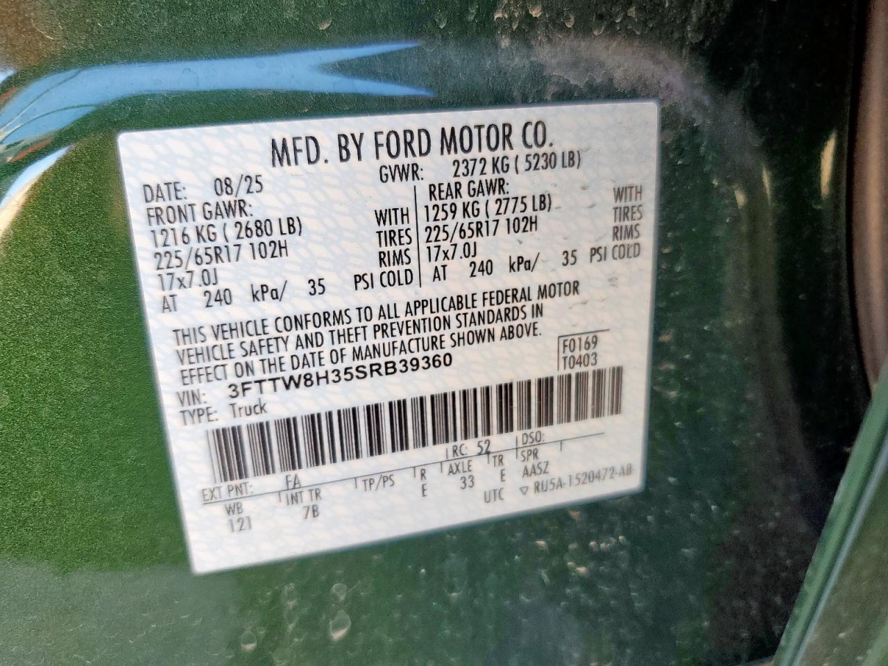 2025 Ford Maverick Xlt VIN: 3FTTW8H35SRB39360 Lot: 90647655