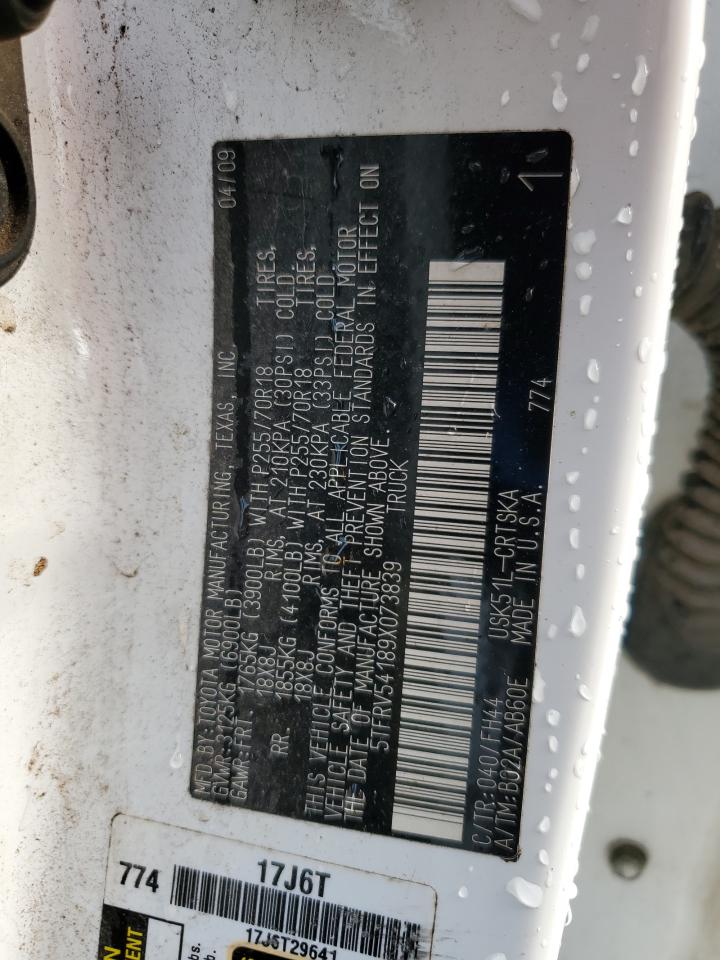 2009 Toyota Tundra Double Cab VIN: 5TFRV54189X073839 Lot: 84376495