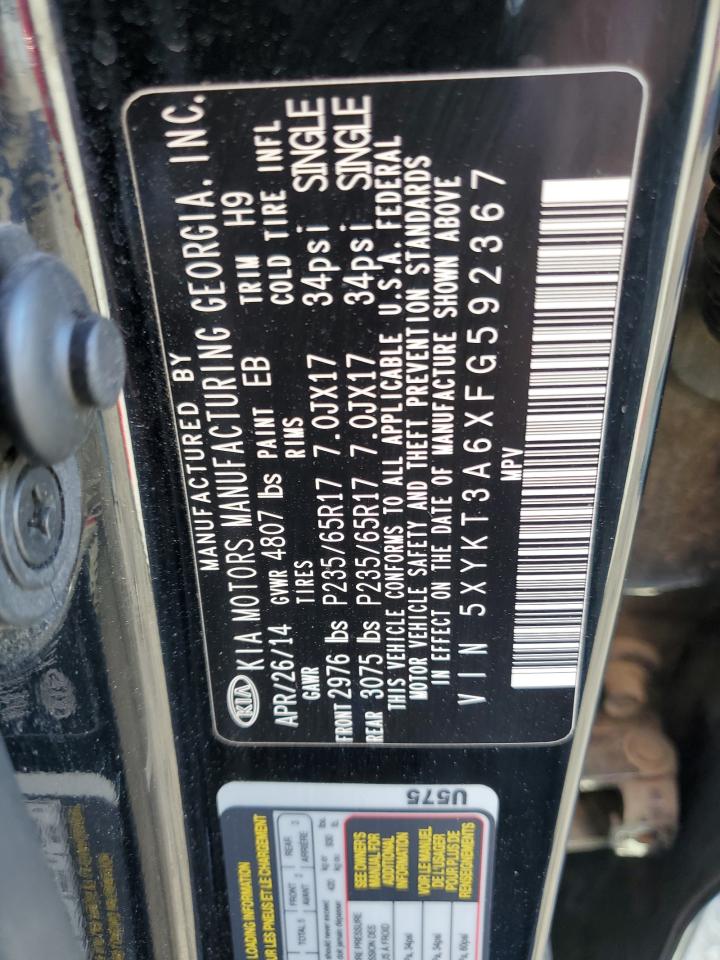 2015 Kia Sorento Lx VIN: 5XYKT3A6XFG592367 Lot: 90825655