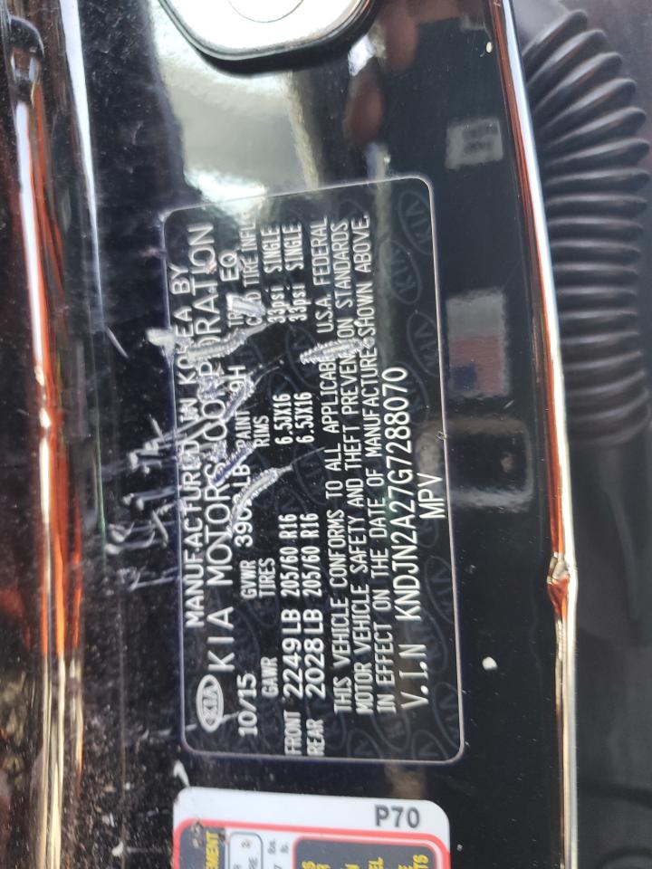 2016 Kia Soul VIN: KNDJN2A27G7288070 Lot: 82291165