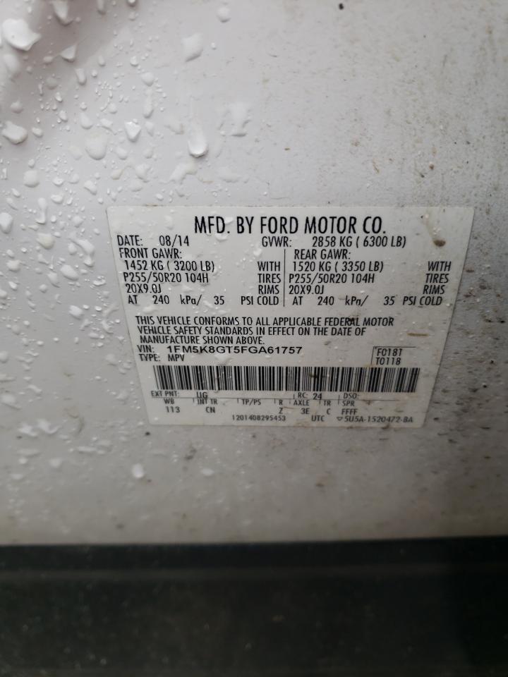 2015 Ford Explorer Sport VIN: 1FM5K8GT5FGA61757 Lot: 82257325