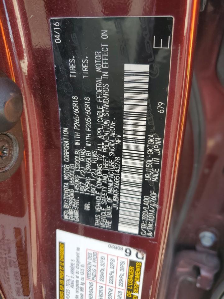 2016 Lexus Gx 460 VIN: JTJBM7FX6G5143278 Lot: 83941635