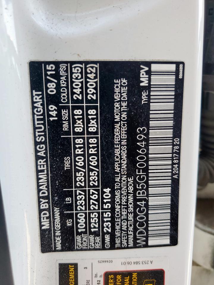 2016 Mercedes-Benz Glc 300 VIN: WDC0G4JB5GF006493 Lot: 85920955